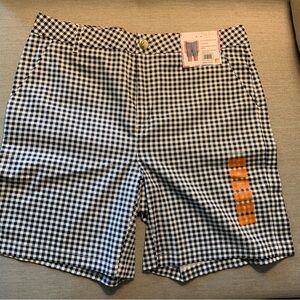 Navy and White Checkered Shorts
